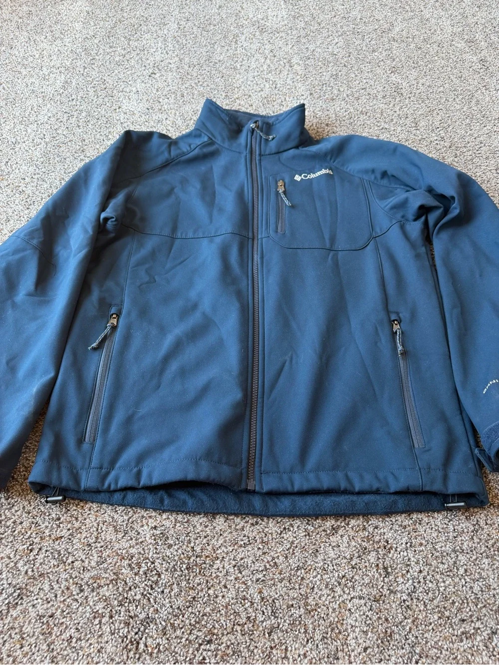 Columbia Omni-Shield Men's M Navy Fleece Lined Softshell Jacket Full Zip